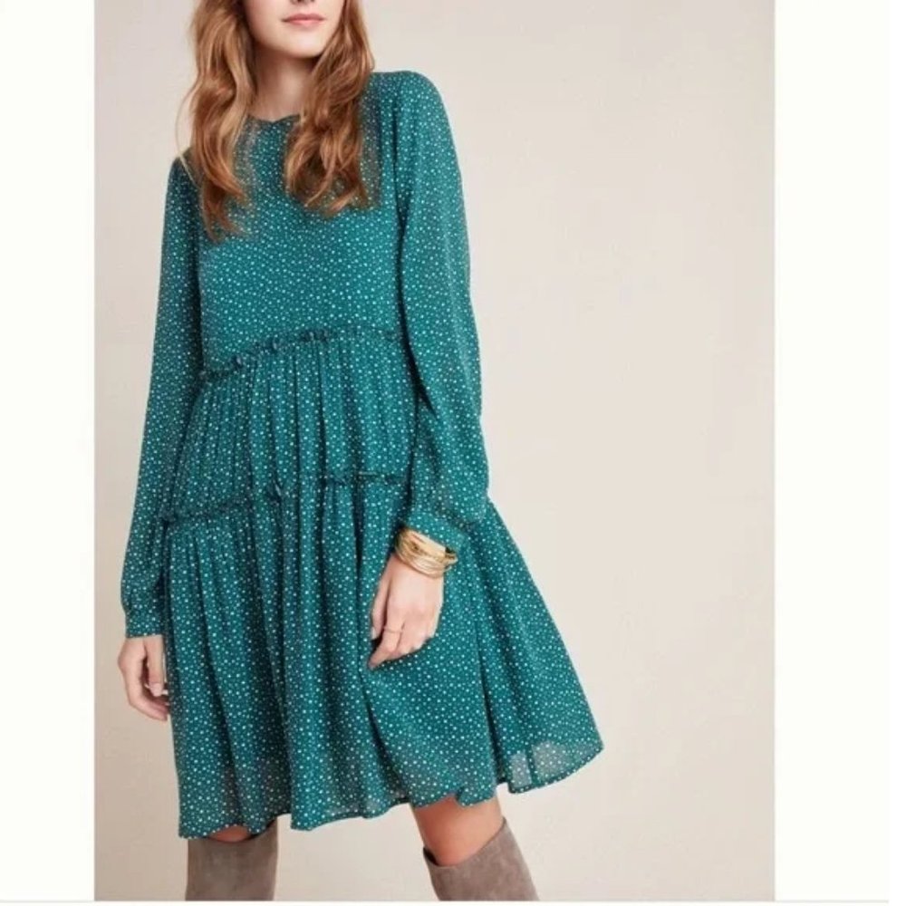 Maeve Teal Polka Dot Tunic Dress
